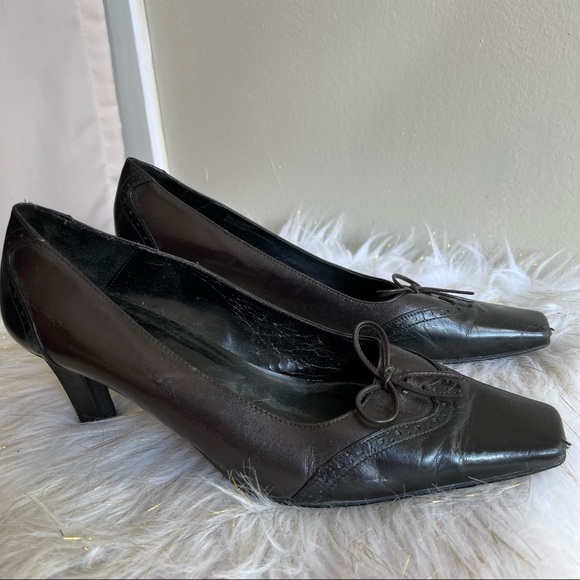 Etienne Aigner Shoes - Etienne Aigner black brown colorblock leather shoes heels size